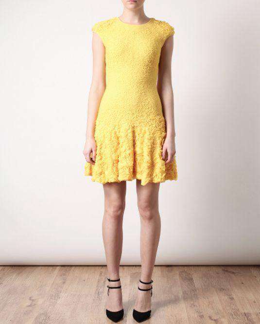 ALEXANDER MCQUEEN YELLOW KNITTED DRESS SMALL - Image 6