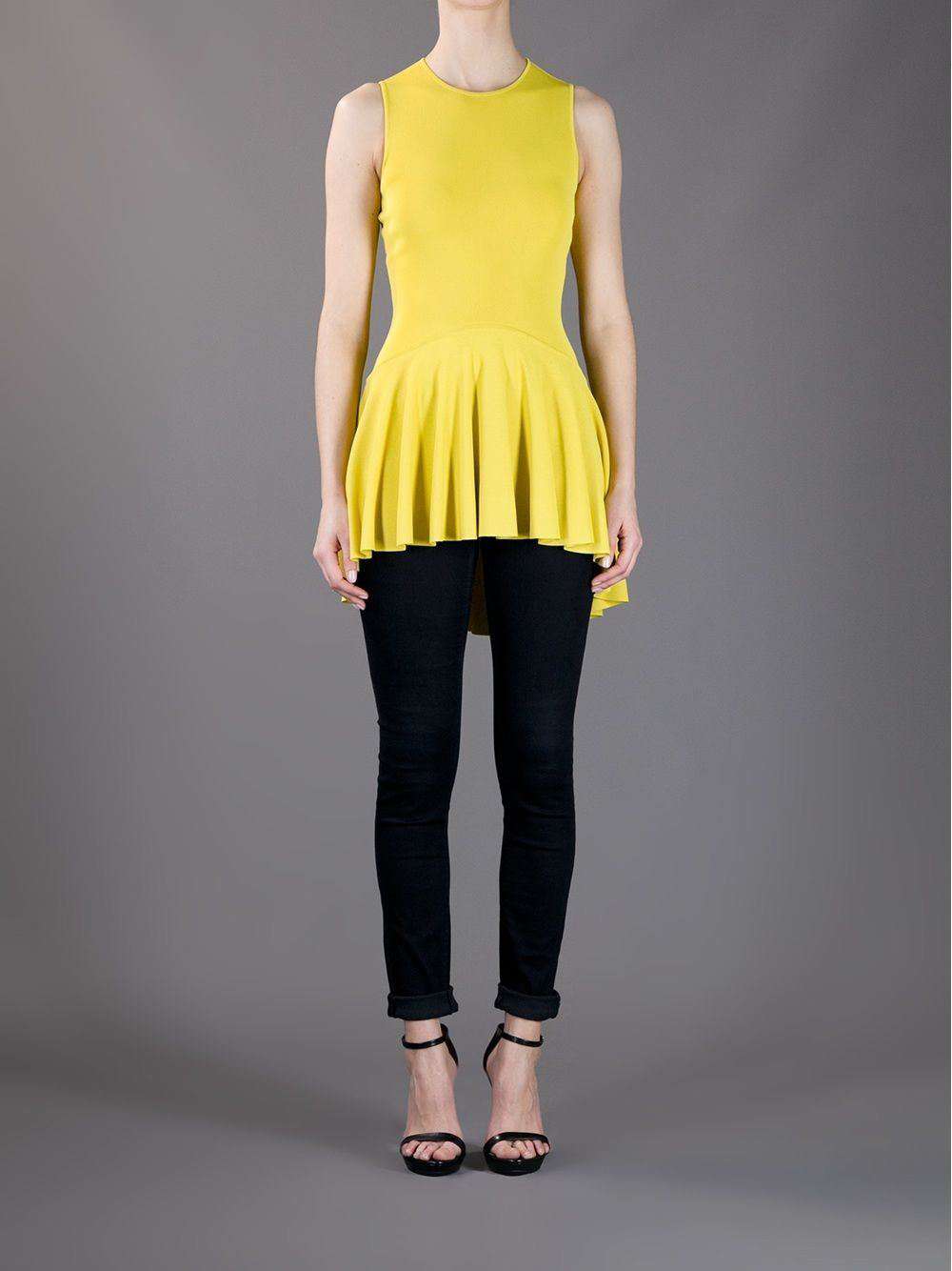 ALEXANDER MCQUEEN YELLOW PEPLUM KNITTED TOP SMALL - Image 4