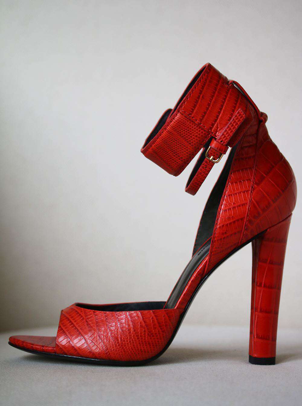 ALEXANDER WANG AMINATA CROC AND LIZARD EFFECT LEATHER SANDALS EU 38 UK 5 US 8 - Image 2