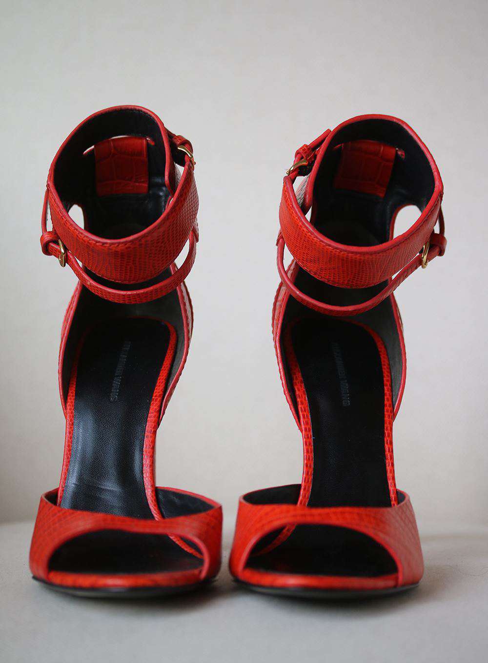 ALEXANDER WANG AMINATA CROC AND LIZARD EFFECT LEATHER SANDALS EU 38 UK 5 US 8 - Image 3