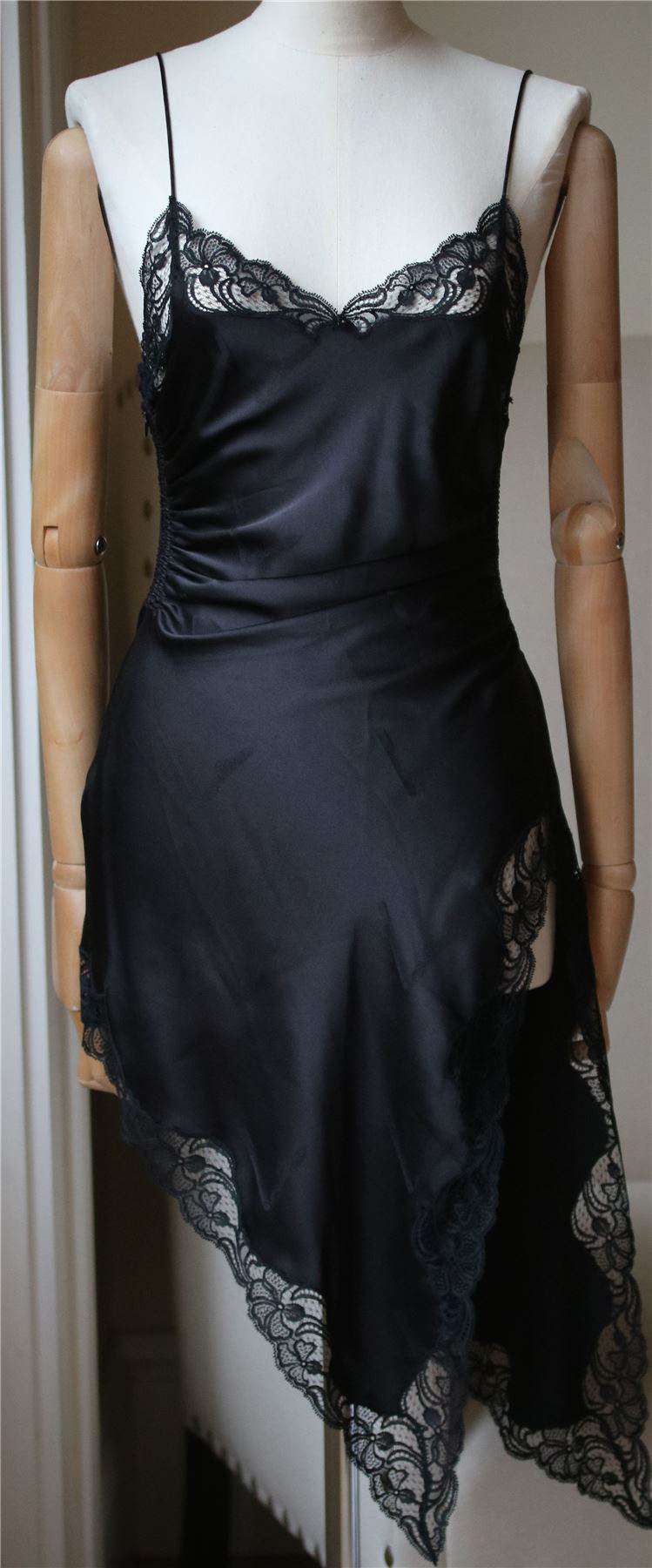 ALEXANDER WANG ASYMMETRIC LACE-TRIMMED SILK-JACQUARD DRESS US 2 UK 6 - Image 4