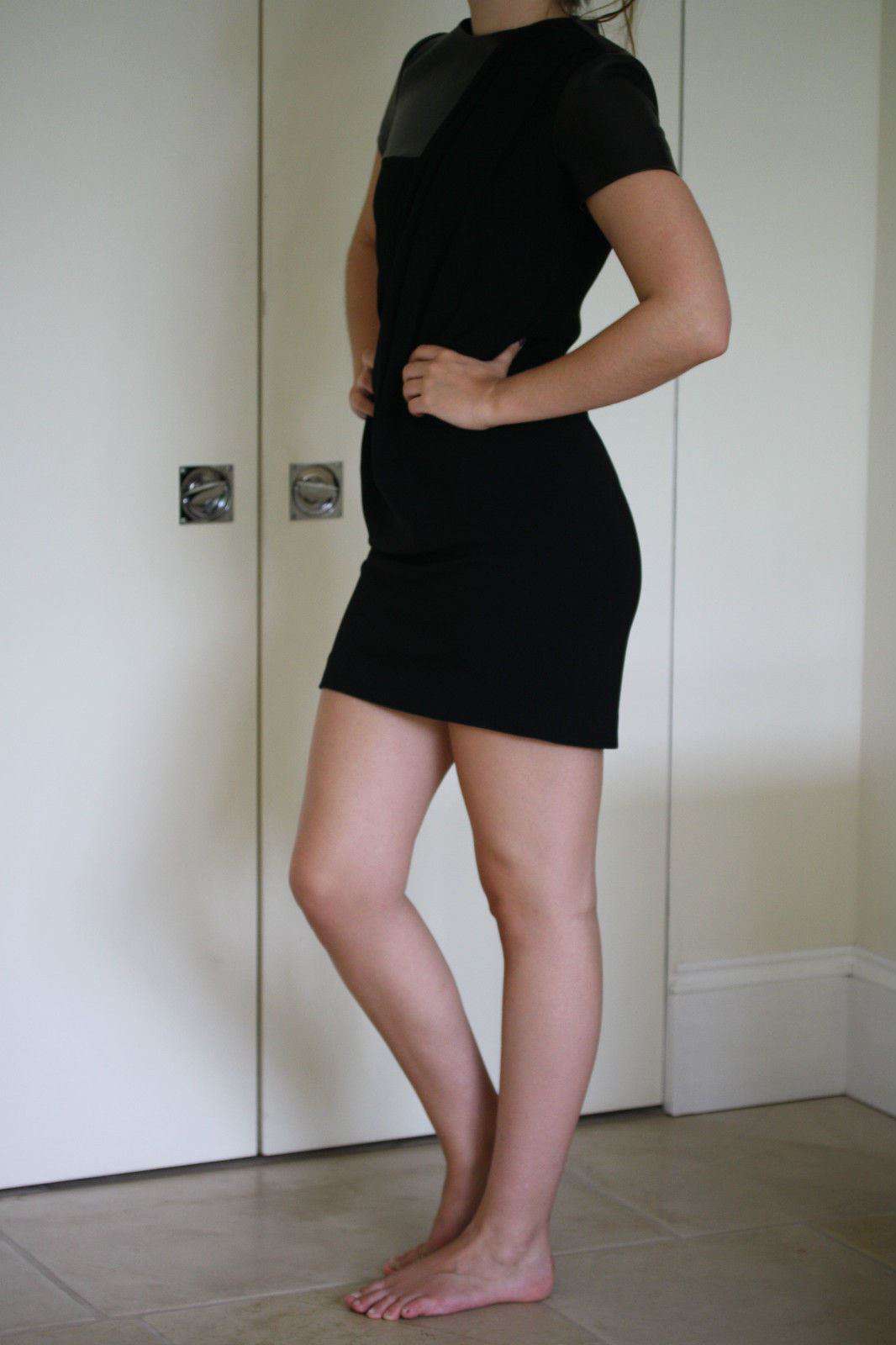 ALEXANDER WANG BLACK LEATHER T-SHIRT DRESS WITH DRAPING SMALL - Image 7
