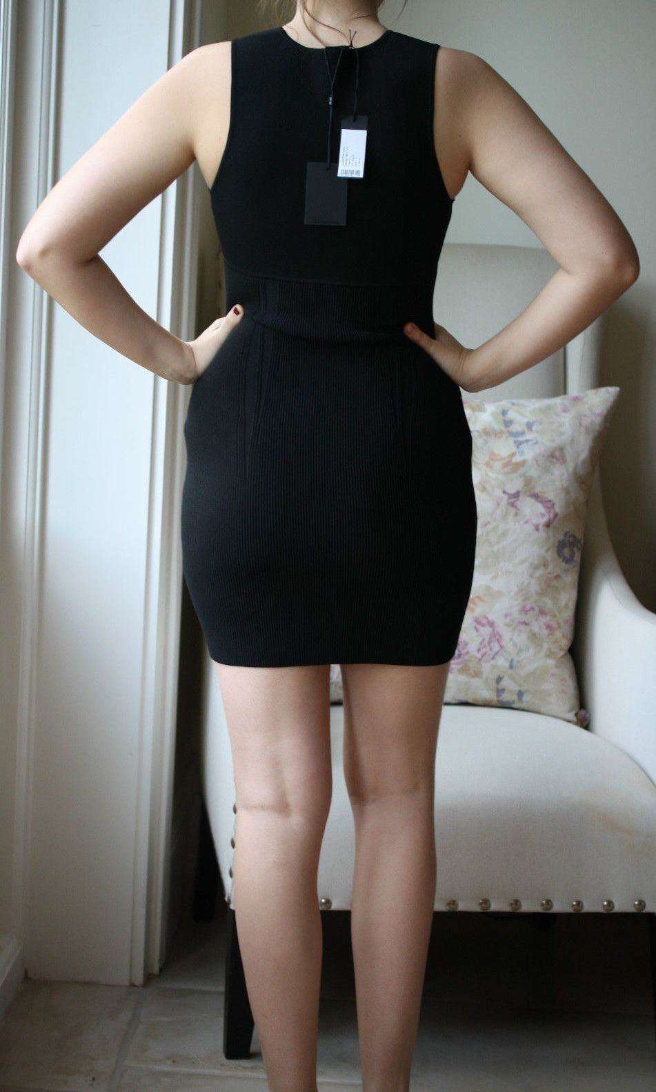 ALEXANDER WANG BLACK TUBULAR STRIPE TANK DRESS SMALL - Image 2