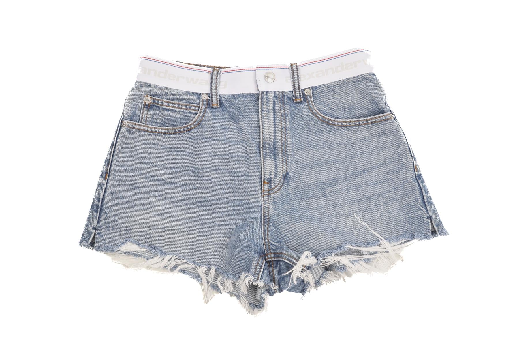 ALEXANDER WANG BLUE HIGH RISE DENIM SHORTS W26 UK 8 - Image 2