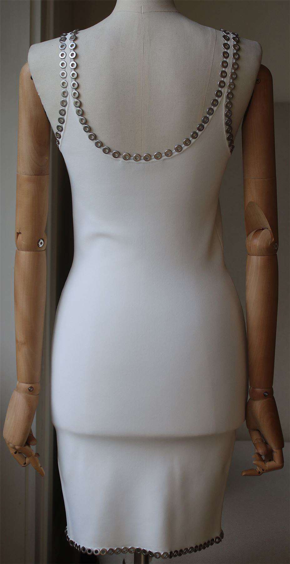 ALEXANDER WANG EYELET-EMBELLISHED STRETCH-KNIT MINI DRESS SMALL - Image 5