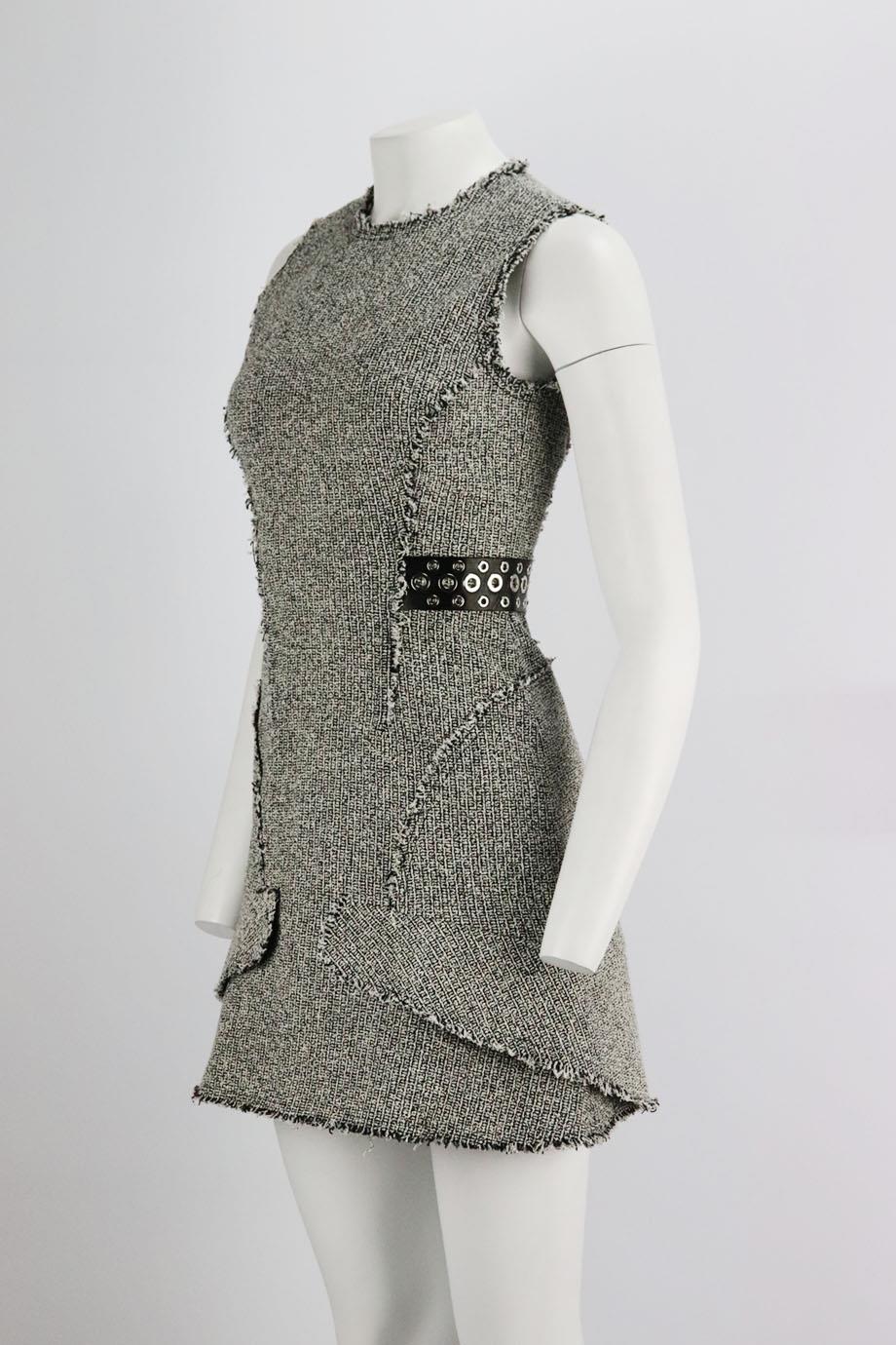 ALEXANDER WANG EYELET EMBELLISHED TWEED MINI DRESS US 0 UK 4 - Image 3