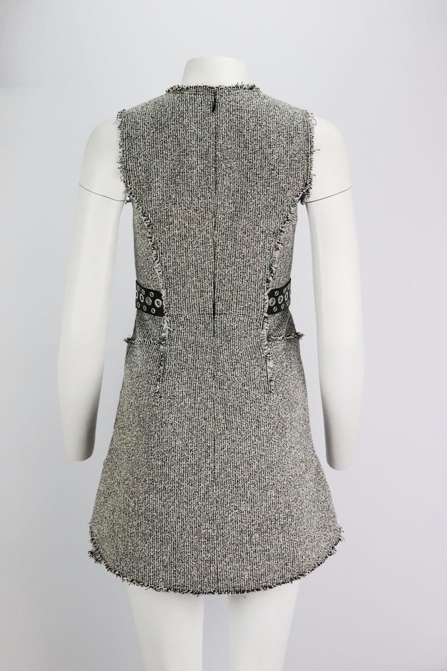 ALEXANDER WANG EYELET EMBELLISHED TWEED MINI DRESS US 0 UK 4 - Image 4