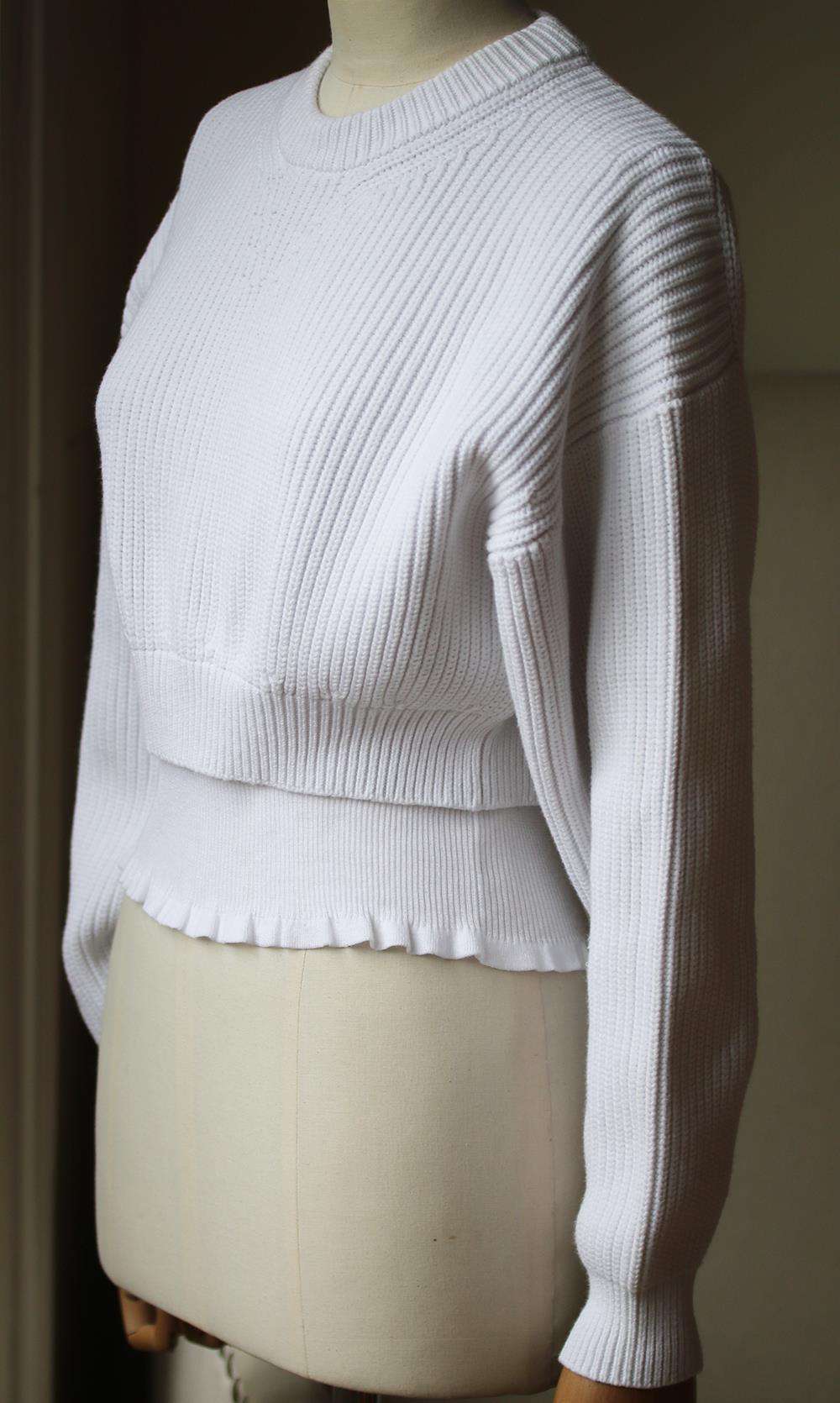 ALEXANDER WANG LAYERED RIBBED KNIT COTTON SWEATER SMALL - Image 3