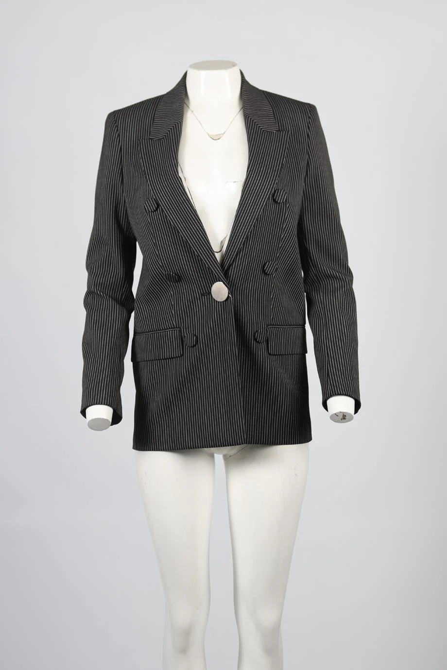 ALEXANDER WANG LEATHER AND WOOL BLEND BLAZER UK 4 - Image 2