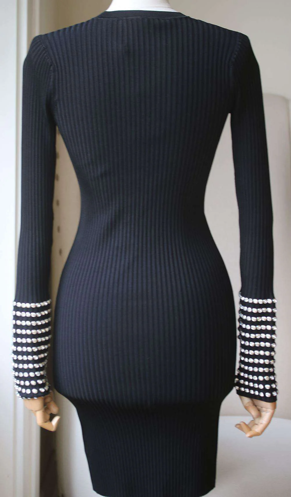 ALEXANDER WANG RIBBED KNIT CRYSTAL CUFF DRESS SMALL - Image 5