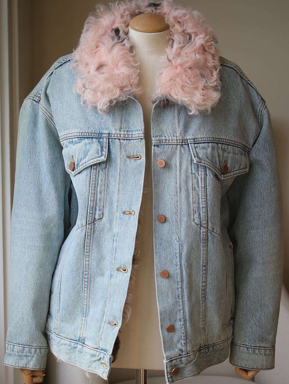 ALEXANDER WANG SHEARLING-LINED DENIM JACKET SMALL - Image 4