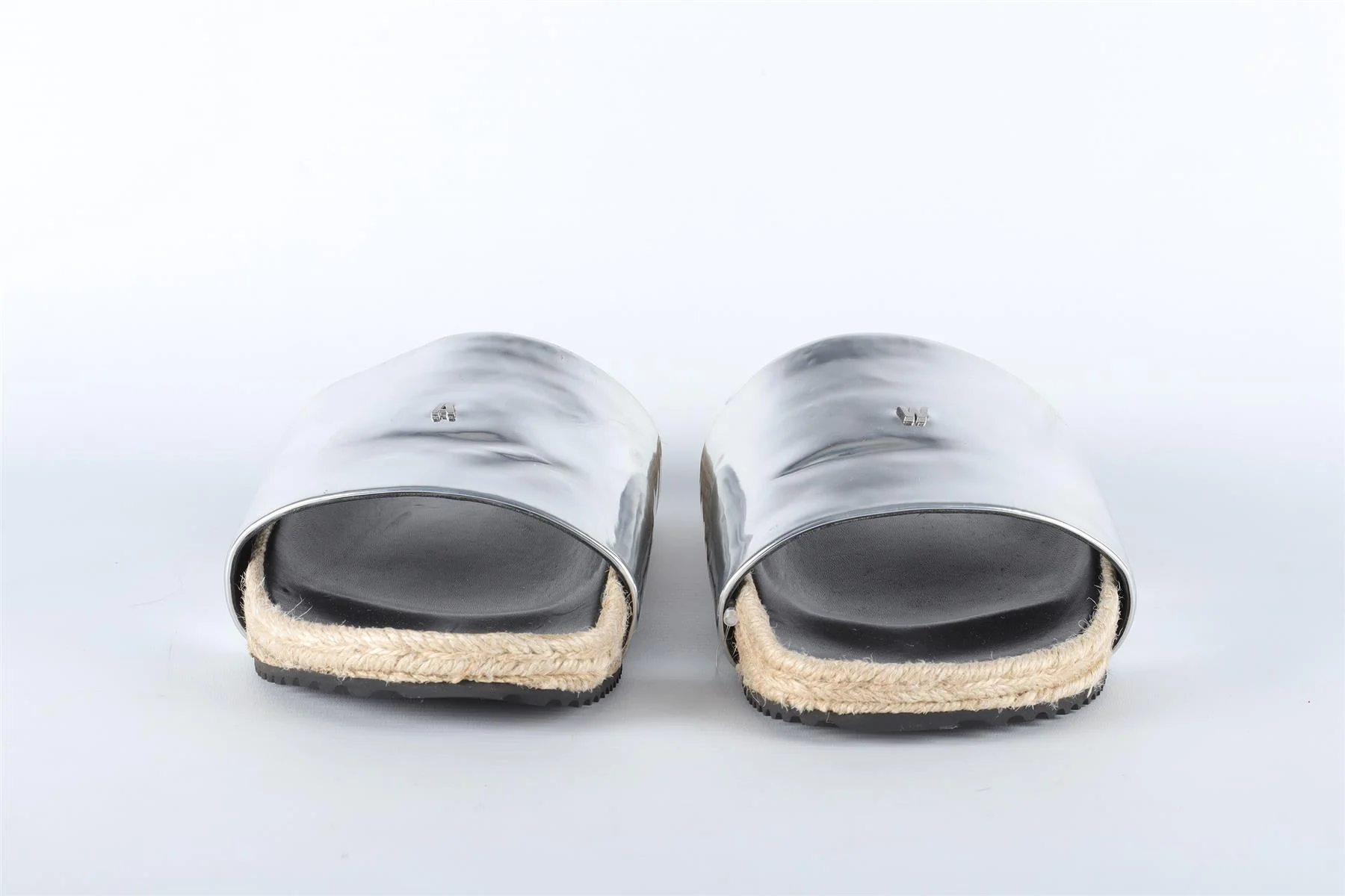 ALEXANDER WANG SILVER LEATHER SLIDES EU 36.5 UK 3.5 US 6.5 - Image 3