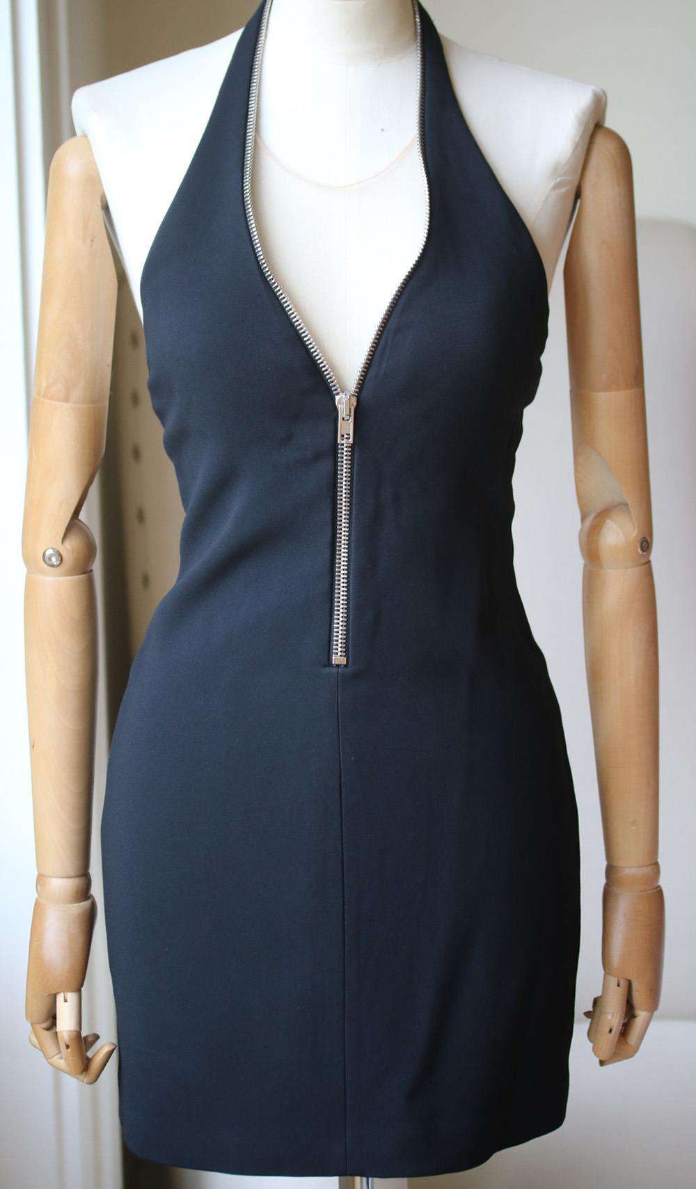 ALEXANDER WANG ZIP EMBELLISHED HALTERNECK MINI DRESS US 2 UK 6 - Image 2