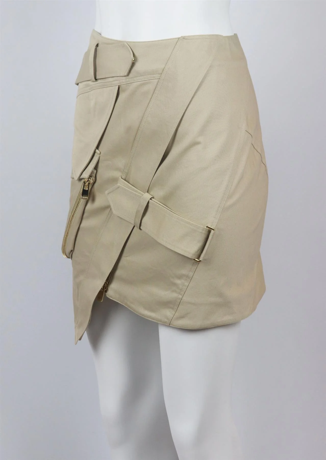 ALEXANDRE VAUTHIER ASYMMETRIC WRAP EFFECT COTTON TWILL MINI SKIRT FR 38 UK 10 - Image 3