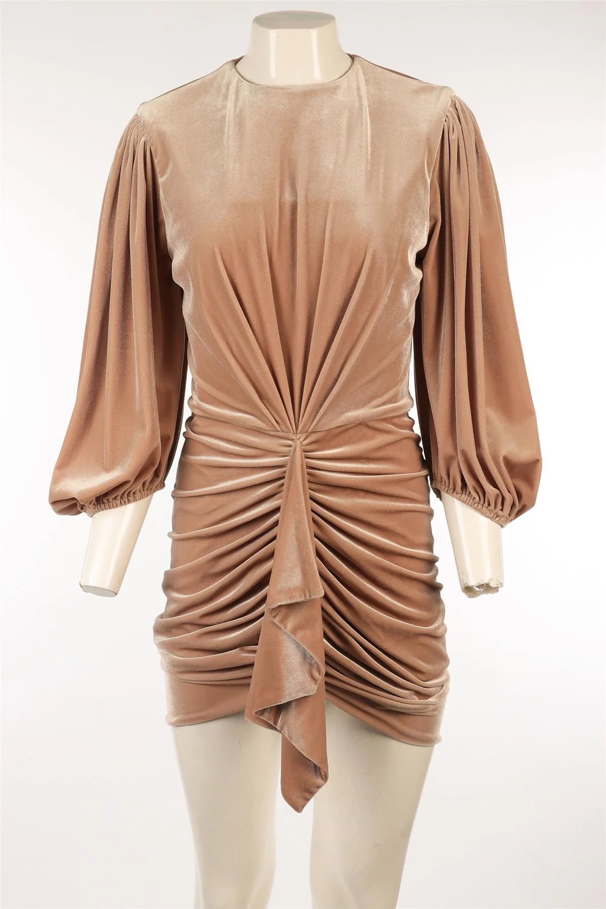 ALEXANDRE VAUTHIER BEIGE VELVET MINI DRESS FR 42 UK 14 - Image 2