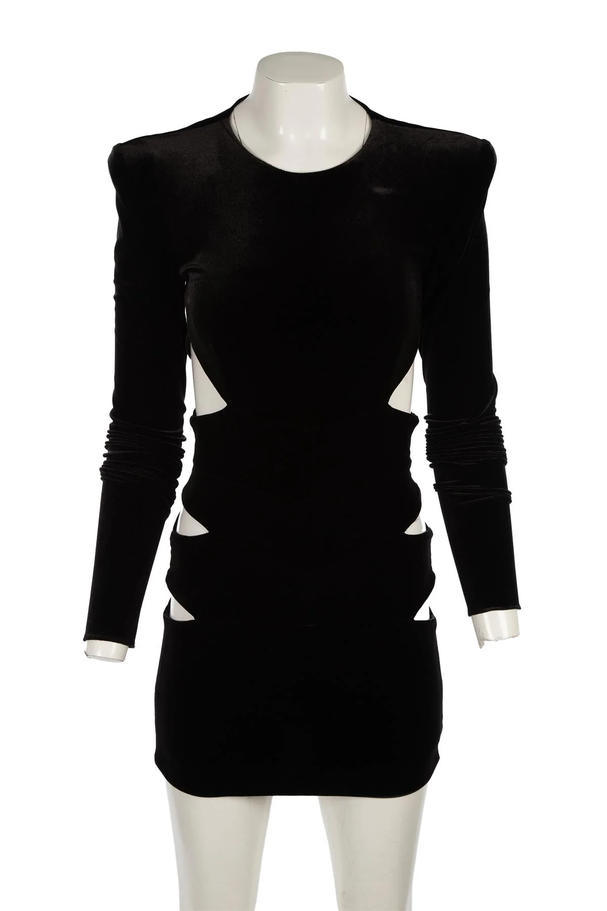 ALEXANDRE VAUTHIER BLACK VELVET MINI DRESS FR 34 UK 6 - Image 2