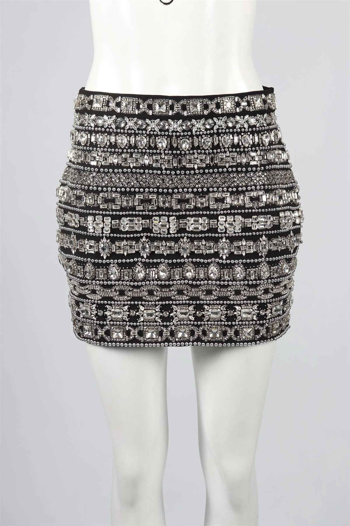 ALEXANDRE VAUTHIER CRYSTAL AND CREPE MINI SKIRT FR 38 UK 10 - Image 2