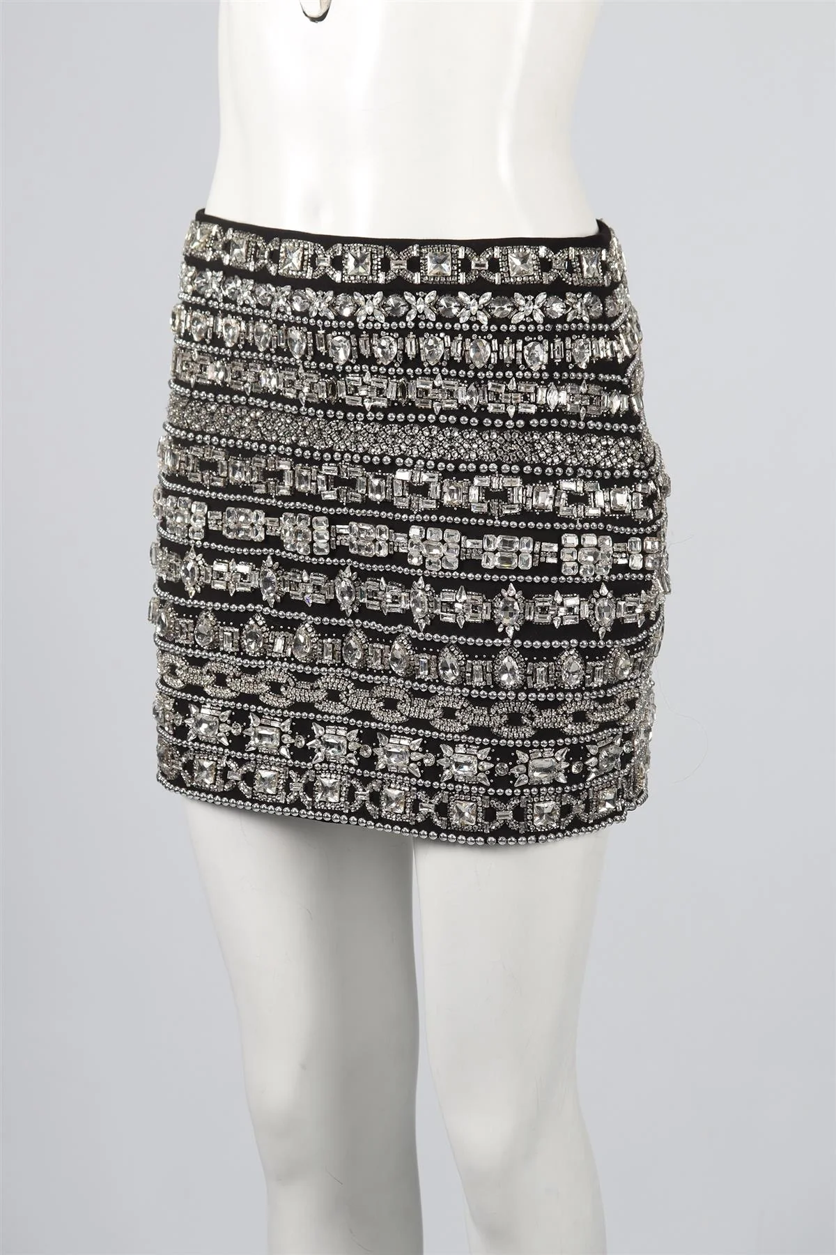 ALEXANDRE VAUTHIER CRYSTAL AND CREPE MINI SKIRT FR 38 UK 10 - Image 3