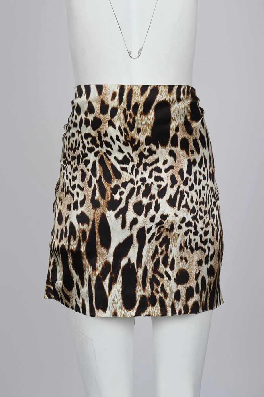 ALEXANDRE VAUTHIER DRAPED LEOPARD PRINT SILK SATIN MINI SKIRT FR 44 UK 16 - Image 4