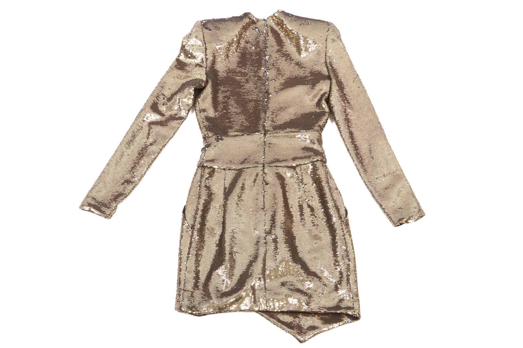 ALEXANDRE VAUTHIER GOLD SEQUIN MINI DRESS FR 36 UK 8 - Image 4