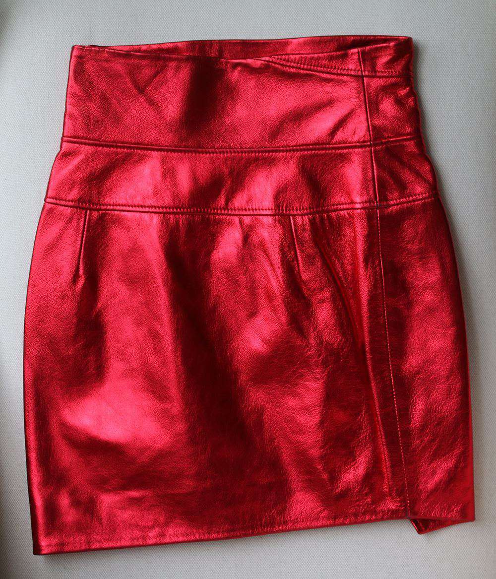 ALEXANDRE VAUTHIER METALLIC NAPPA LEATHER MINI SKIRT FR 36 UK 8 - Image 4
