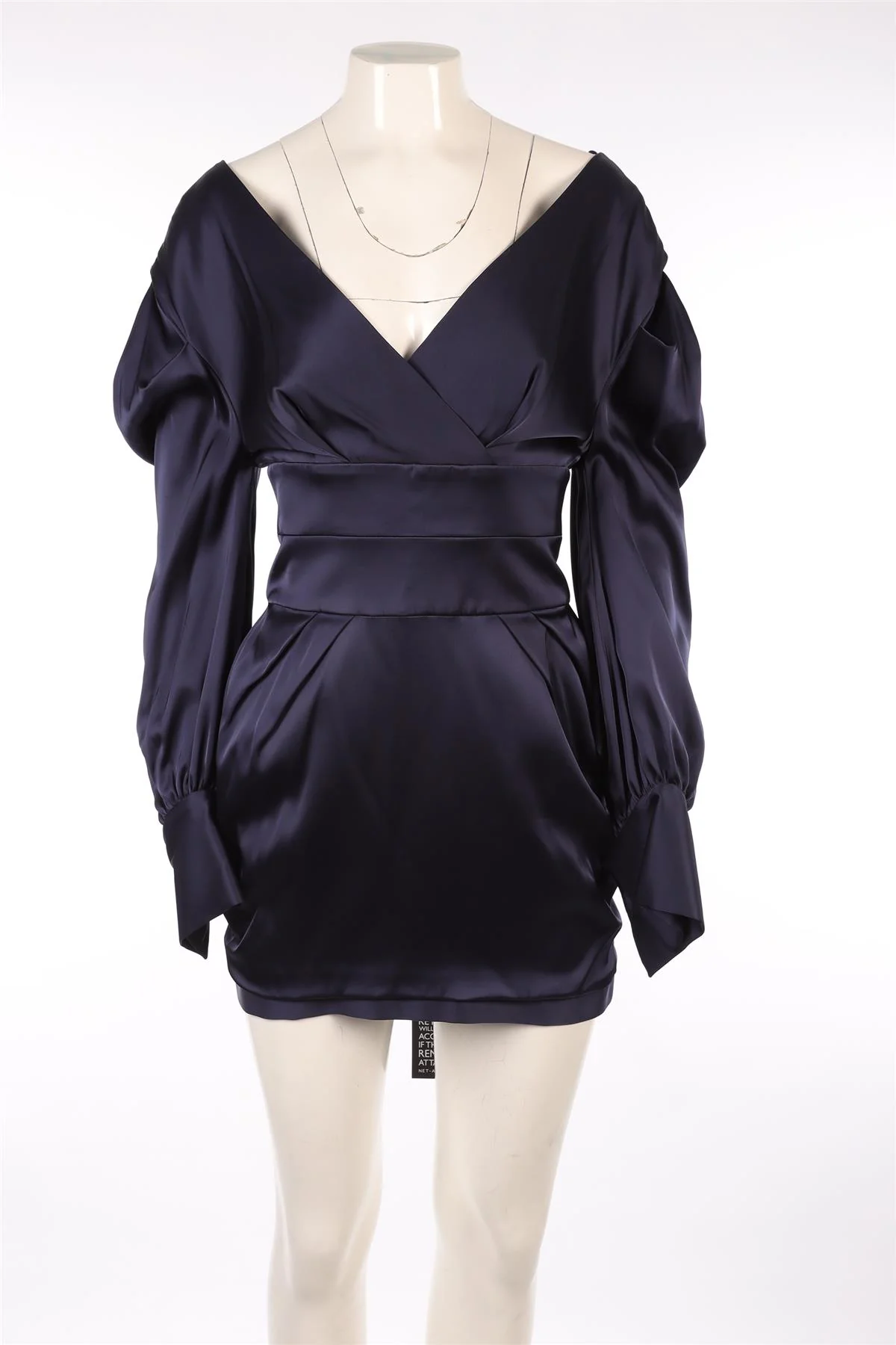 ALEXANDRE VAUTHIER NAVY SATIN MINI DRESS FR 42 UK 14 - Image 2