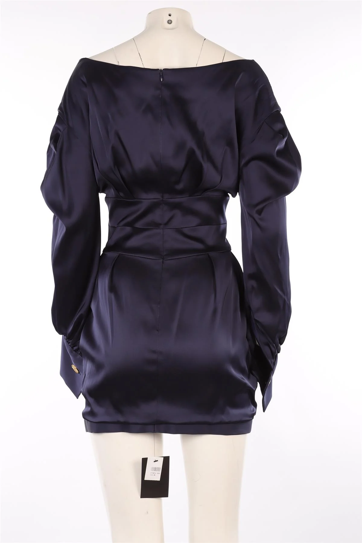 ALEXANDRE VAUTHIER NAVY SATIN MINI DRESS FR 42 UK 14 - Image 4