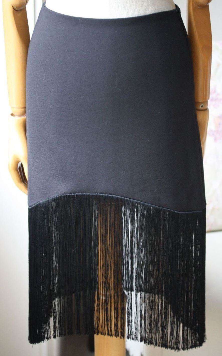 ALEXIS EXCLUSIVE TO INTERMIX FRINGE BLACK SKIRT XSMALL - Image 8