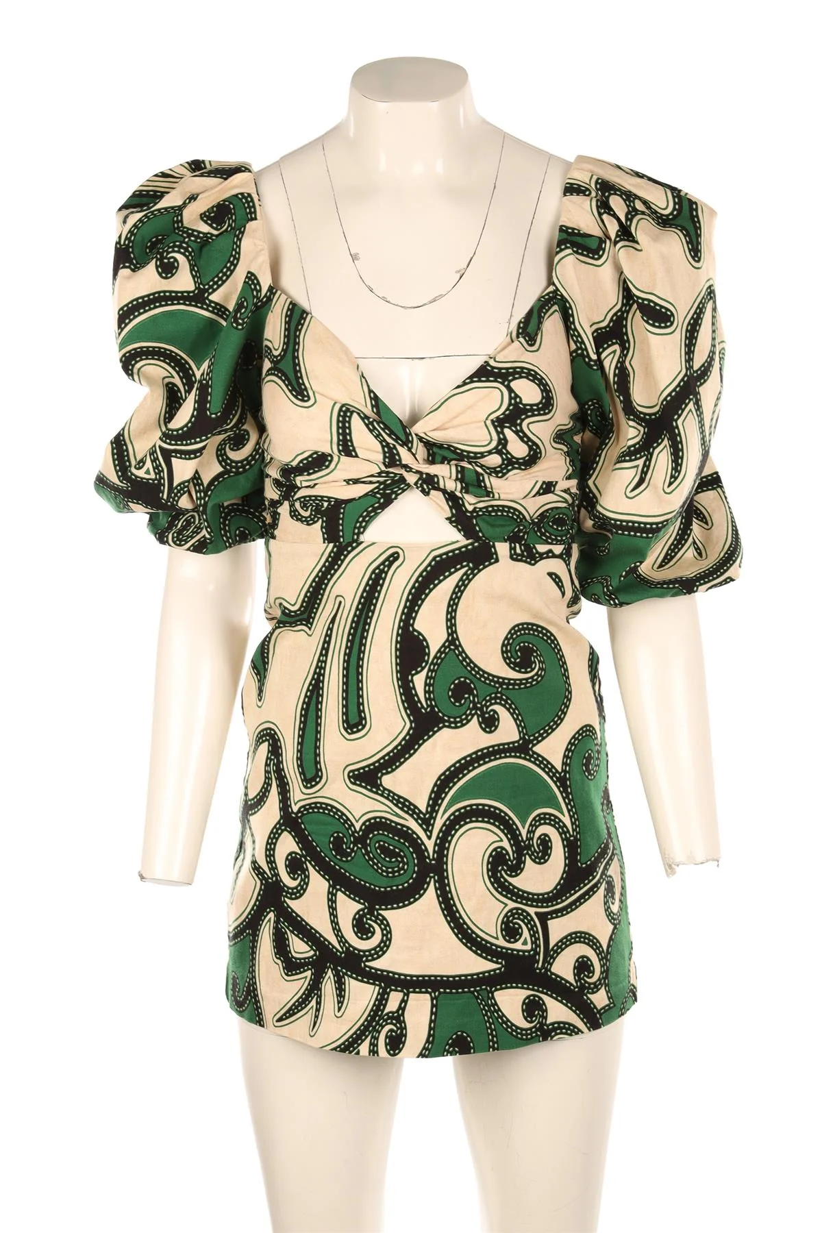 ALEXIS GREEN COTTON MINI DRESS SMALL - Image 2
