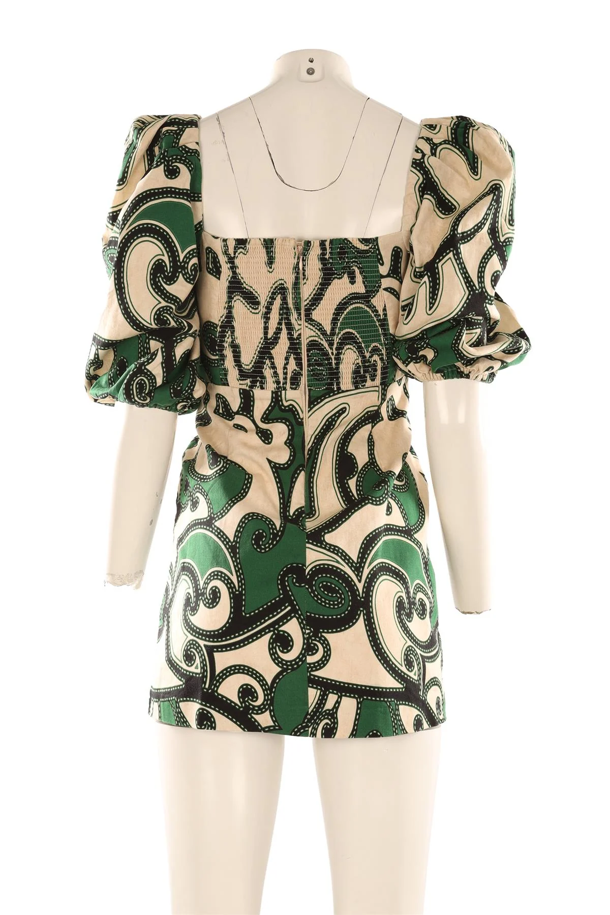 ALEXIS GREEN COTTON MINI DRESS SMALL - Image 4