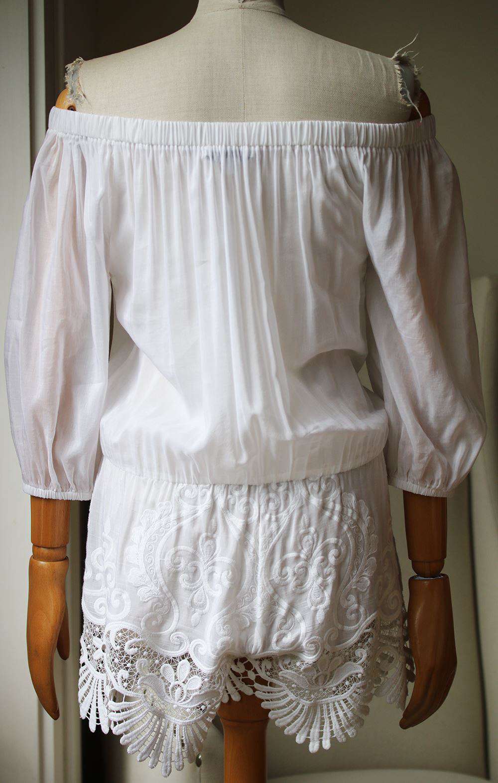 ALEXIS OFF THE SHOULDER CROCHET TRIM PLAYSUIT SMALL - Image 3