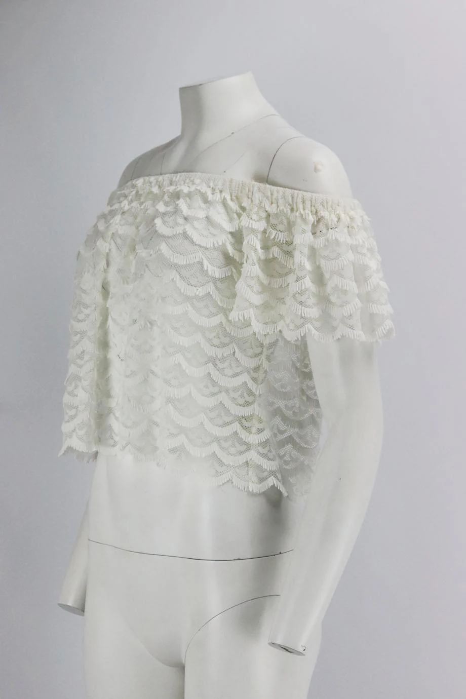ALEXIS OFF THE SHOULDER CROPPED STRETCH MESH TOP SMALL - Image 3