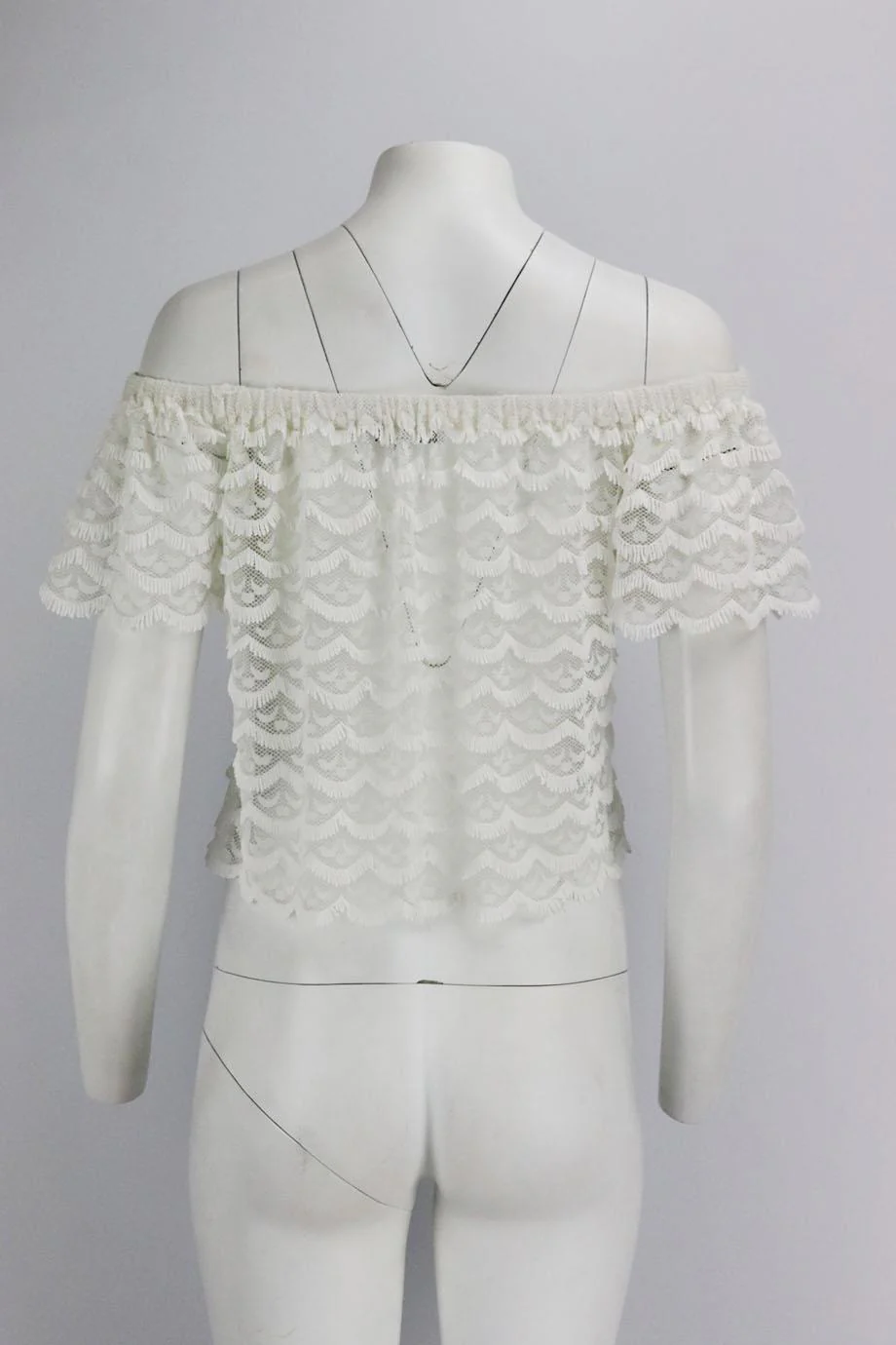 ALEXIS OFF THE SHOULDER CROPPED STRETCH MESH TOP SMALL - Image 4