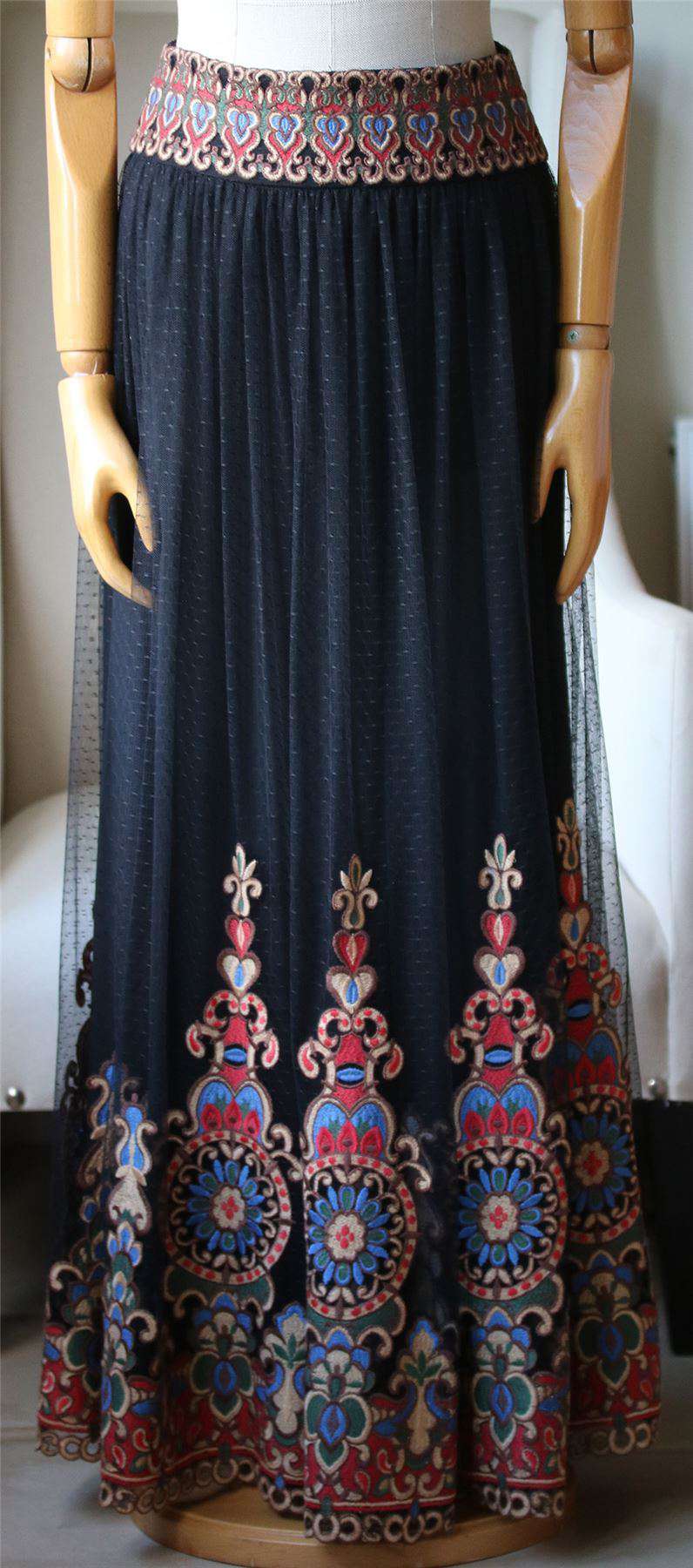 ALICE AND OLIVIA SAVANNA EMBROIDERED TULLE MAXI SKIRT US 4 UK 8 - Image 3