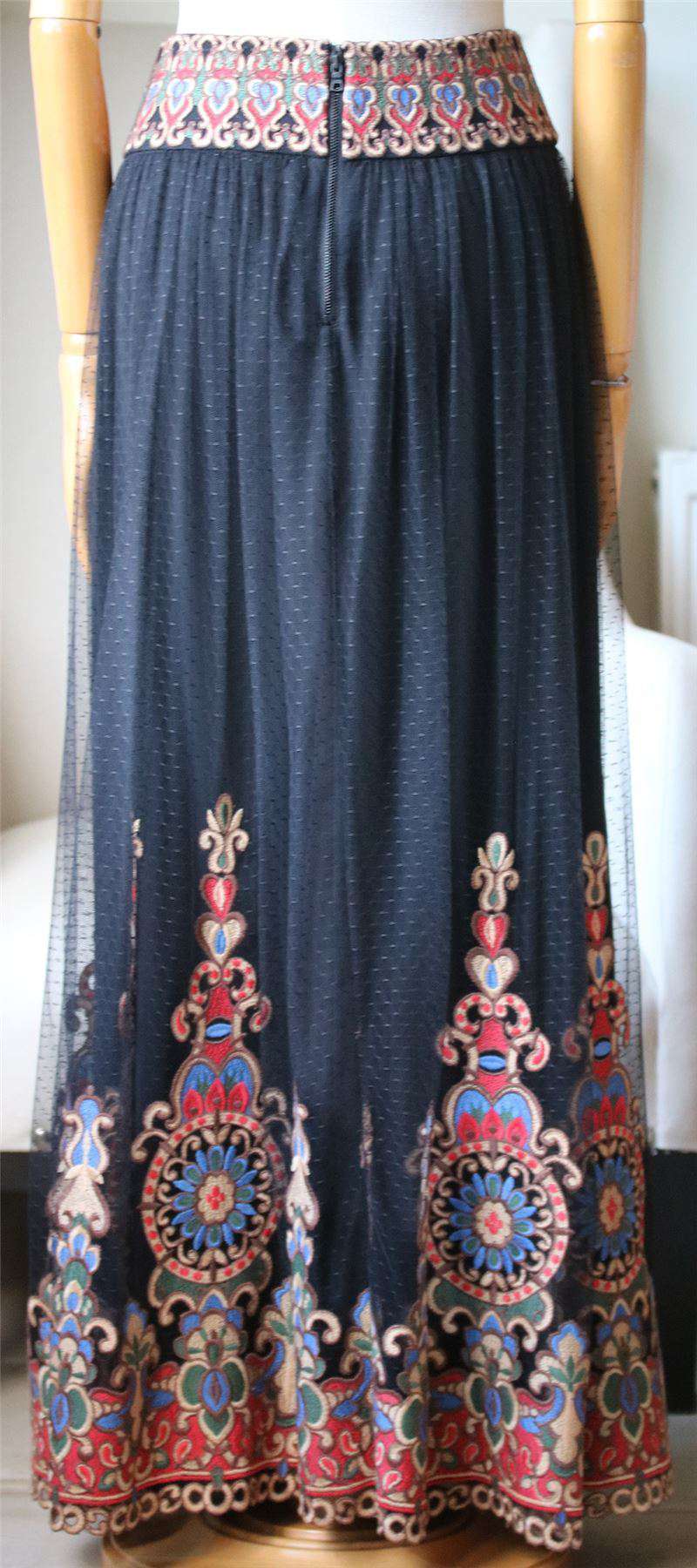 ALICE AND OLIVIA SAVANNA EMBROIDERED TULLE MAXI SKIRT US 4 UK 8 - Image 5