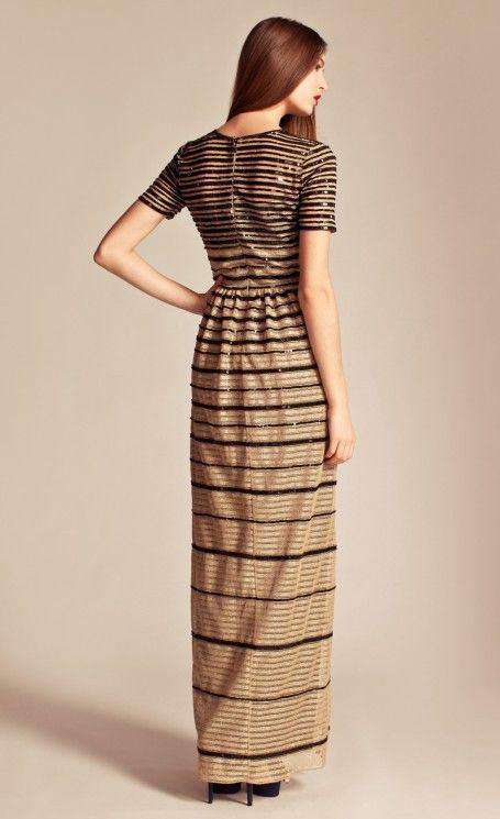 ALICE BY TEMPERLEY GOLD AND BLACK SEQUIN MAXI DRESS UK 12 US 8 - Image 3