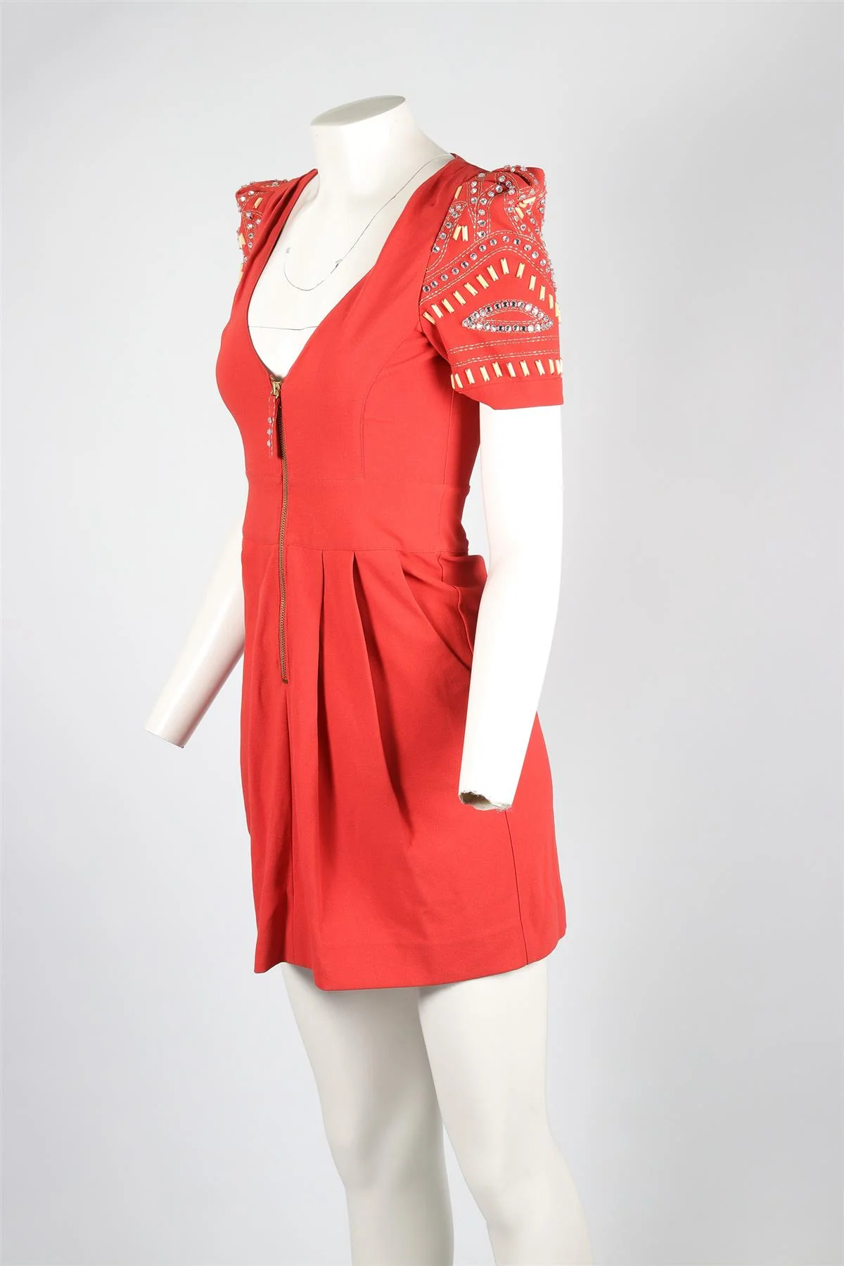 ALICE BY TEMPERLEY RED COTTON DRESS UK 8 - Image 3
