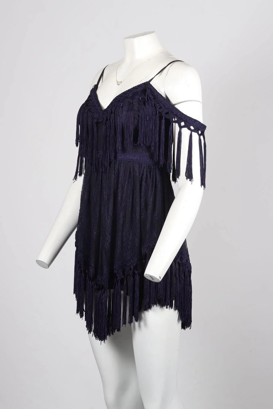 ALICE MCCALL FRINGED LACE AND CREPE MINI DRESS US 4 UK 8 - Image 3