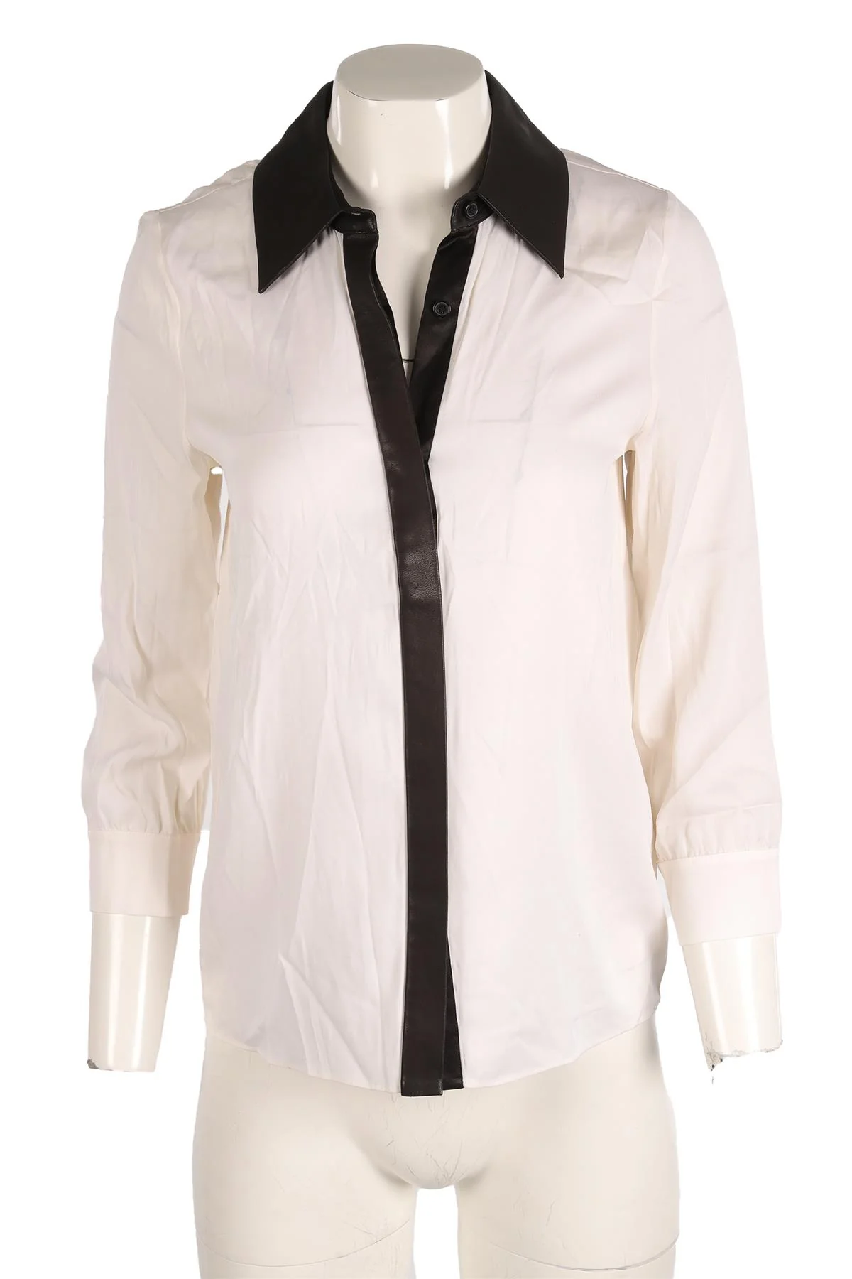 ALICE + OLIVIA CREAM SILK SHIRT SMALL - Image 2