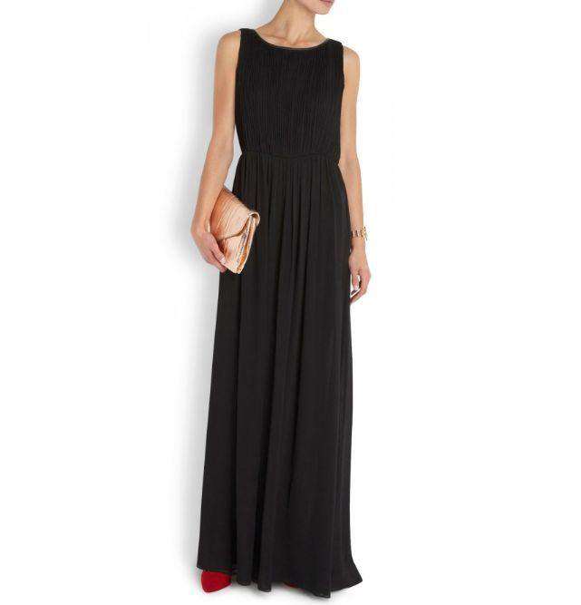 ALICE + OLIVIA JAYDEN PLEATED CHIFFON BLACK MAXI DRESS SMALL - Image 11