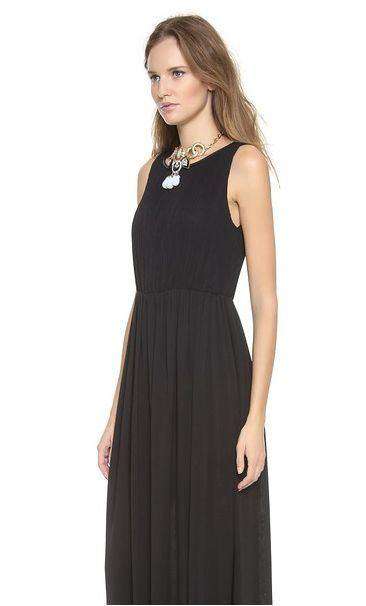 ALICE + OLIVIA JAYDEN PLEATED CHIFFON BLACK MAXI DRESS SMALL - Image 4