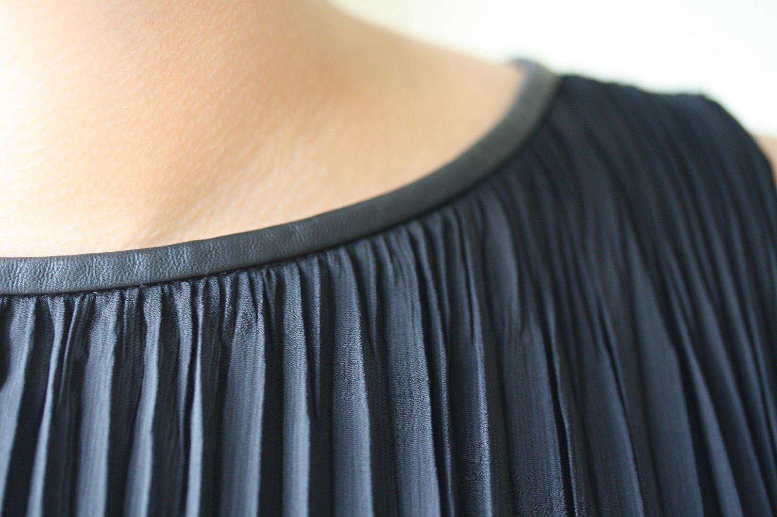 ALICE + OLIVIA JAYDEN PLEATED CHIFFON BLACK MAXI DRESS SMALL - Image 8