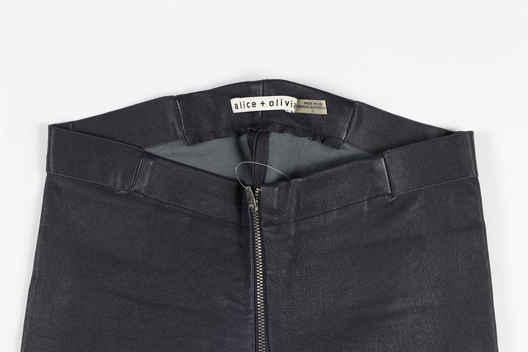 ALICE + OLIVIA NAVY LEATHER LEGGINGS UK 4 - Image 3