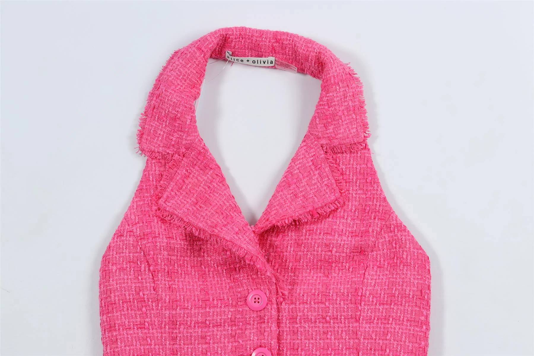 ALICE + OLIVIA PINK TWEED TOP US 0 UK 4 - Image 3