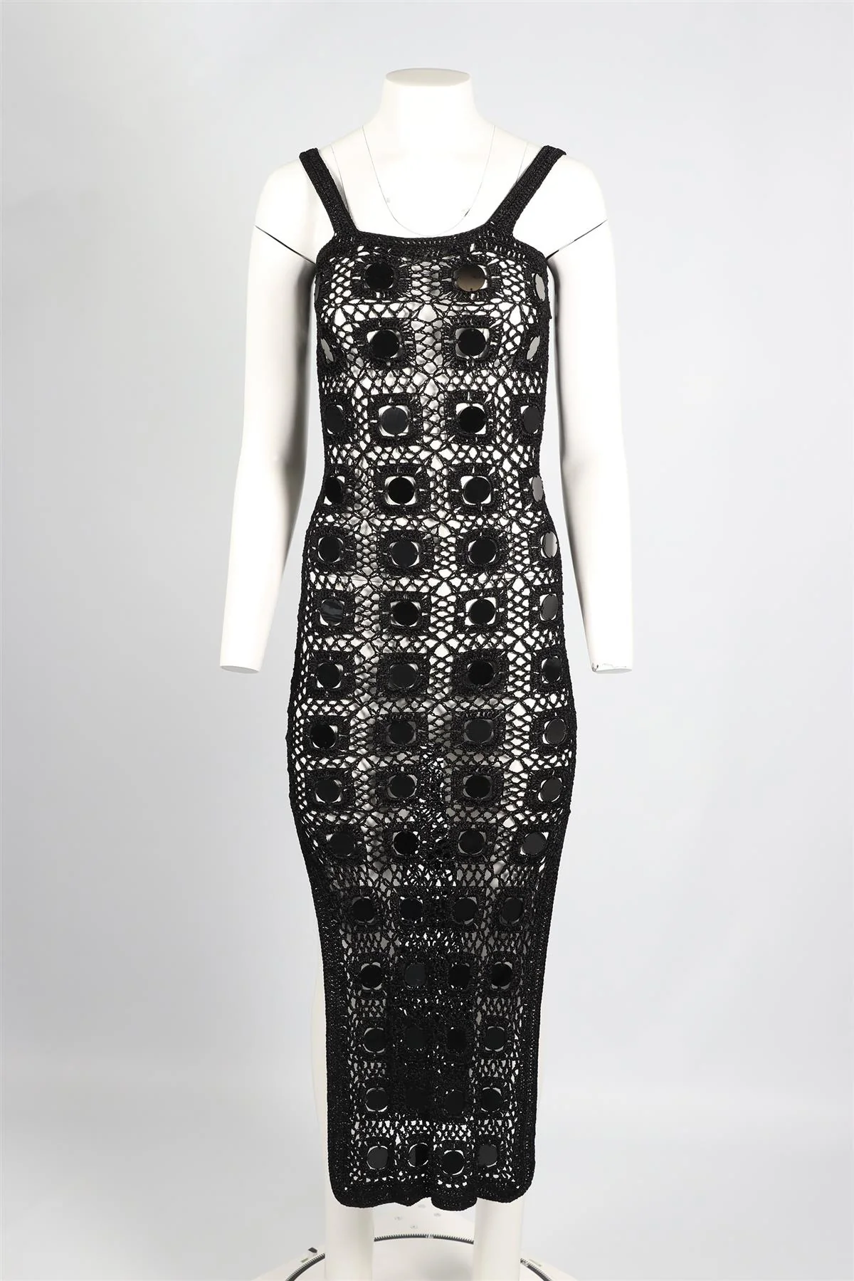 ALIX PINHO BLACK CROCHET MAXI DRESS XSMALL - Image 2