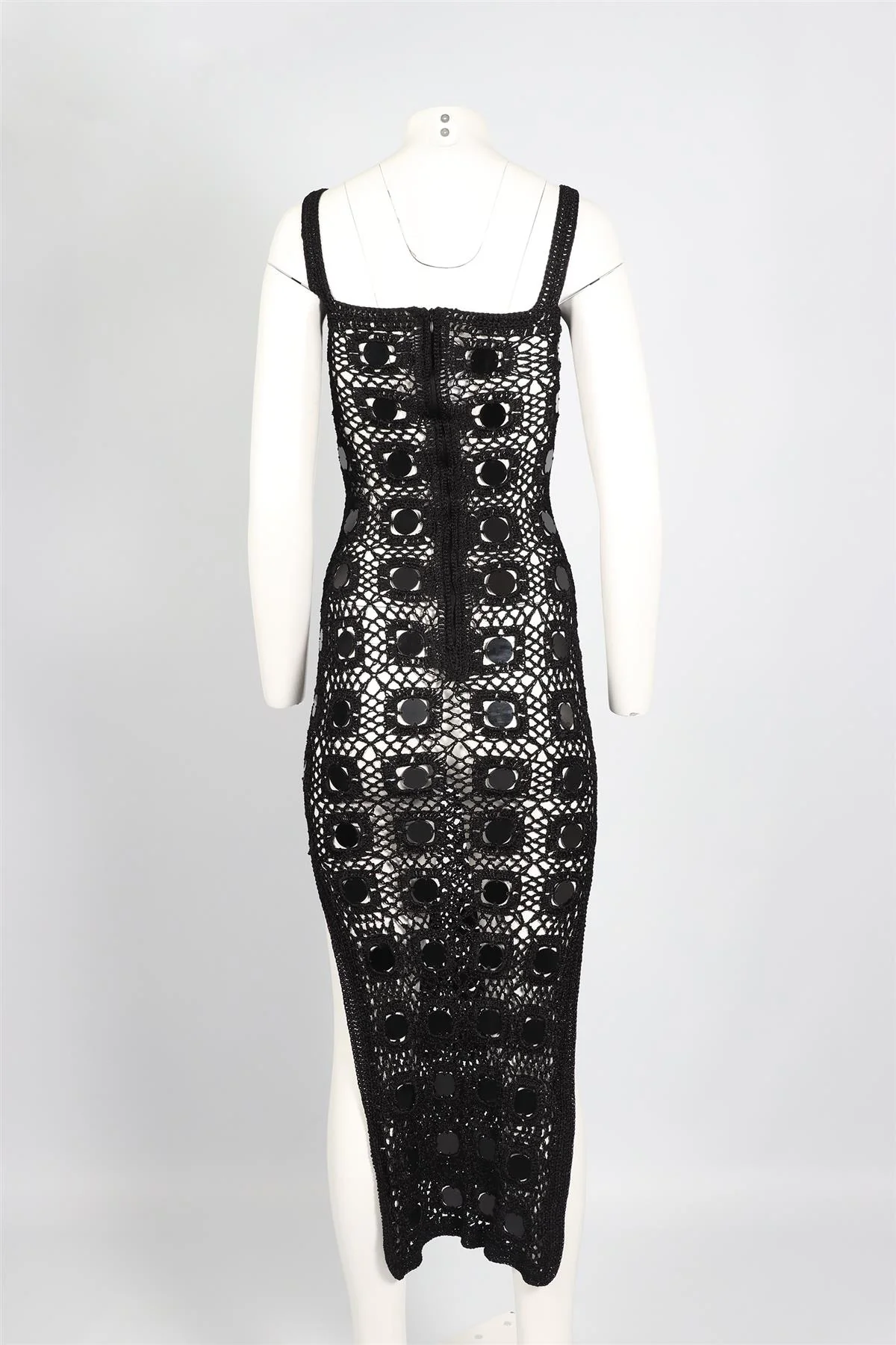 ALIX PINHO BLACK CROCHET MAXI DRESS XSMALL - Image 4