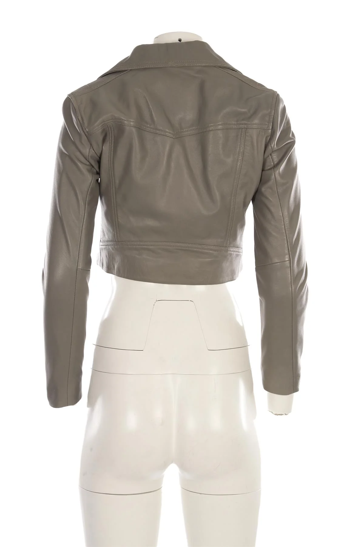 ALL SAINTS GREY LEATHER JACKET UK 8 - Image 4