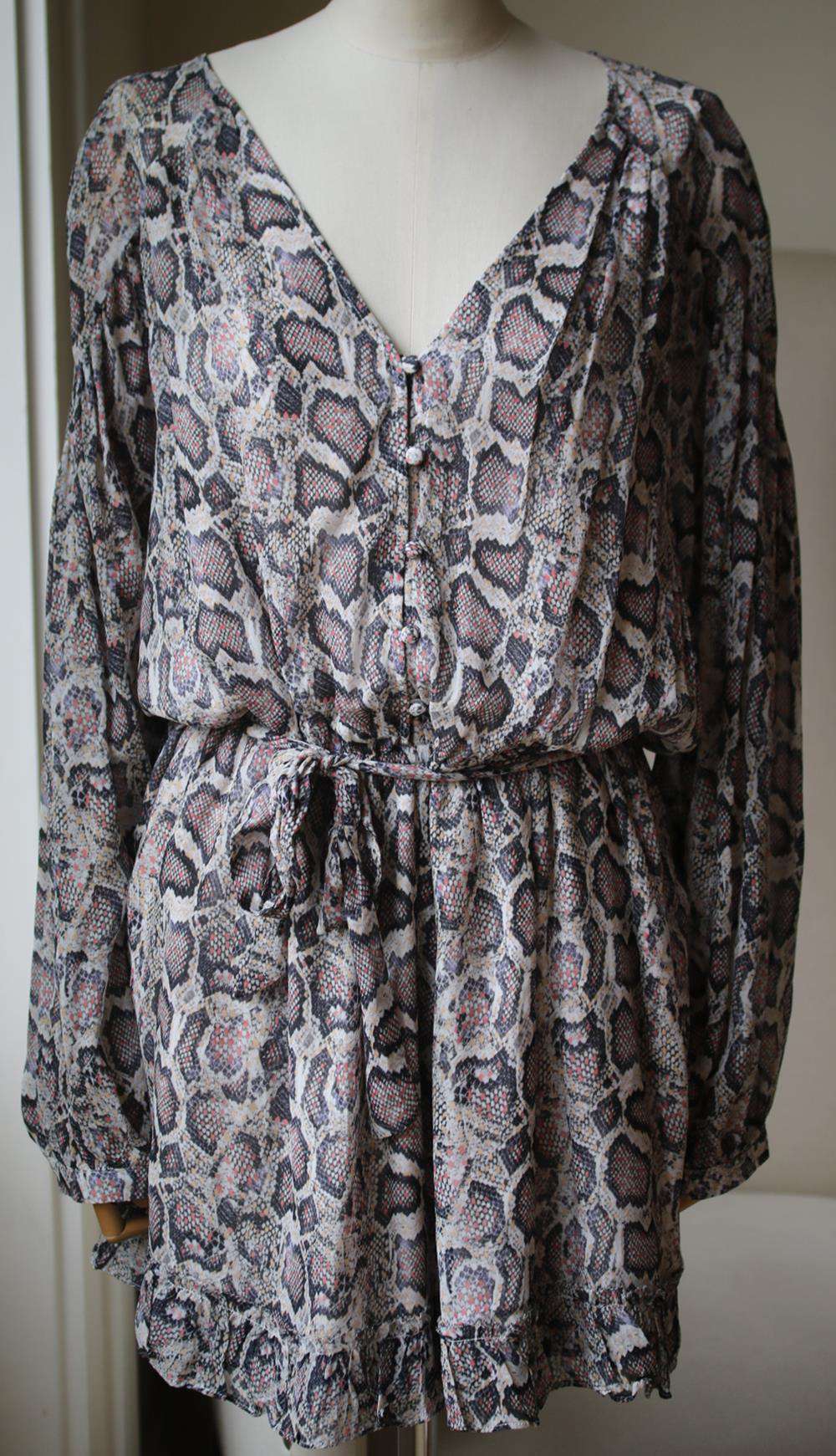 ALL SAINTS KAYLEE SNAKE PRINT CREPE PLAYSUIT UK 14 - Image 2