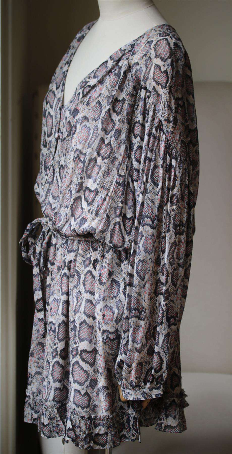 ALL SAINTS KAYLEE SNAKE PRINT CREPE PLAYSUIT UK 14 - Image 3