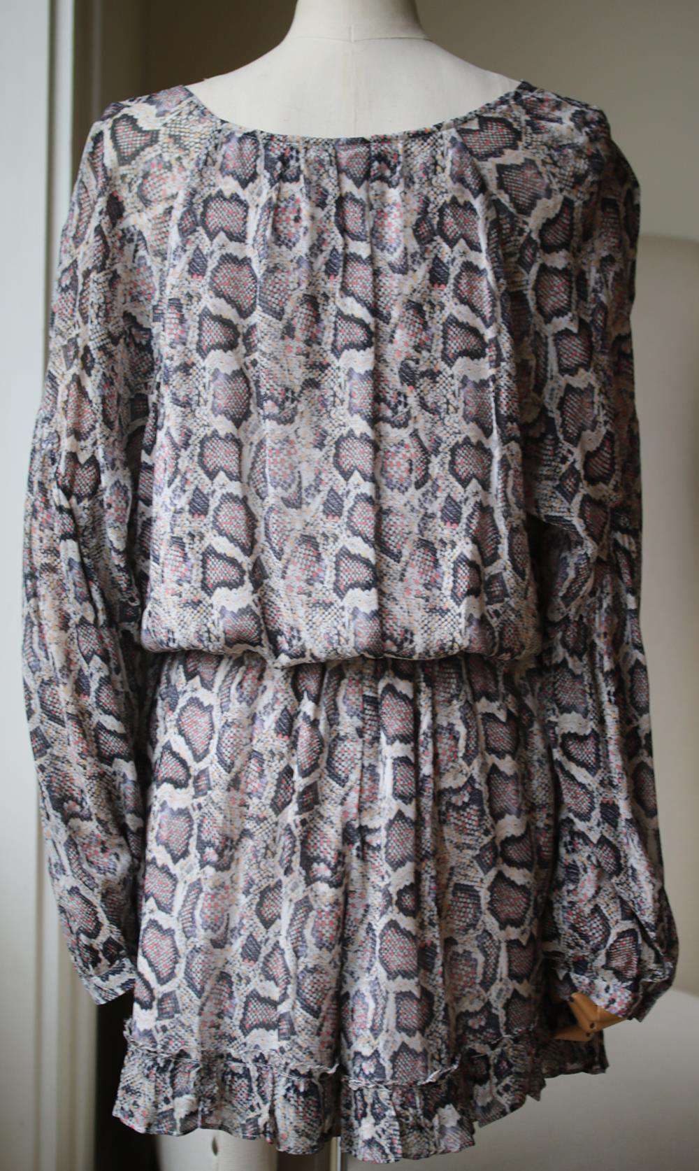 ALL SAINTS KAYLEE SNAKE PRINT CREPE PLAYSUIT UK 14 - Image 4